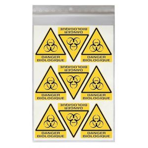 18 Stickers DANGER RISQUE BIOLOGIQUE W009 - Taille 4,5 x 5 cm - Lot de 18 &eacute;tiquettes de signalisation en vinyle autocollant (Eticr&eacute;a, neuf)
