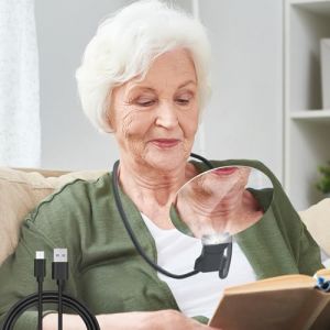 Loupe mains libres avec lumi&egrave;re LED, 6,3 pouces grossissement x5 avec tour de cou loupe pour la lecture, couture, point de croix (Yidata, neuf)