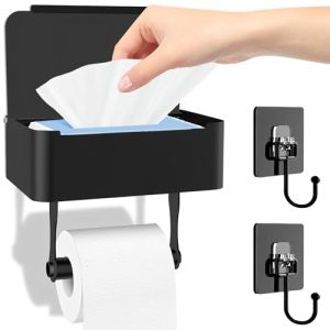BDHYYM Derouleur Papier Toilette Murale,Porte Papier Toilette Mural,Porte Rouleau Papier Toilette,Support Papier Toilette Mural,Porte Papier Toilette sans Percage,avec 2 Crochets,Autocollant ou Percé (hongchuangyi, neuf)
