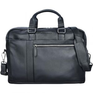 STILORD 'Nico' Sac Bandouli&egrave;re Vintage en Cuir - Sacoche Serviette Cuir V&eacute;ritable avec Compartiment Ordinateur 15,6 Pouces - Grand Sac Messager Homme & Femme, Couleur:Noir (STILORD Cuir, neuf)