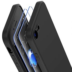 Losvick Coque pour iPhone SE 2022 5G/iPhone SE 2020 avec 2 X Verre trempé, Coque iPhone SE Silicone Liquide Souple Antichoc Bumper Protection Etui Case Cover pour iPhone SE3/SE2020/8/7 - Noir (quzheduodianzishangwu, neuf)