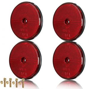 AGRISHOP 4x Catadioptre Catadioptre pour Vehicule,Catadioptre à Visser,Réflecteur de Remorque,Signalisation Remorque,Catadioptre Remorque,Reflecteur RemorqueRougeRond,Ø71mm(Rond/Visser/Rouge (AGRISHOP, neuf)
