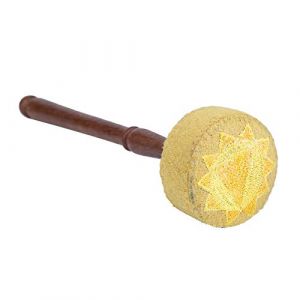 Bâton de maillet, tambour fait main en bois dur tambour feutre de laine tambour bâton de percussion maillet pour bouddhisme tibétain bol chantant 28x7cm/11.0x2.7in[Jaune]Maillets et mailloches (Magwen-Z, neuf)