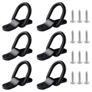 ANBOWEI 6pcs Anneau Arrimage en D - Anneaux D'arrimage Noir avec Vis et Supports - Anneau D Ancrage Crochet Remorque - Anneau de Fixation pour Corde Camion Bateaux Kayak - Charge 400KG (Xingge-EU, neuf)