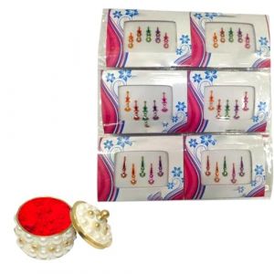 KULIA® Bindi rond pour le visage bijoux indiens multicolores tatouages autocollants bijoux de mode autocollants Tikka Bollywood fête front Bindi indien long cristal 6 paquets autocollants pour (DIVINE TIZARAT, neuf)