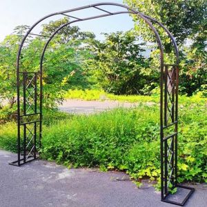 Arche De Jardin en Métal 140cm 180cm 220cm 260cm 300cm 340cm Large Arceau À Rosier Tonnelle en Métal pour Plantes Grimpantes, Mariage, Décoration De Fête Tuyau Galvanisé De 20 Mm(Brown,140x230x40cm) (SWENJAMZ, neuf)