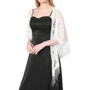 iSpchen Triangle Dentelle Étole Femme Dentelle Étole Doux Foulards et Châles Cape Dentelle Écharpe Cape Écharpe Festive pour Femmes Mariage Mariée Demoiselle d'honneur Foulards de Fête, Blanc (ZARAUE, neuf)