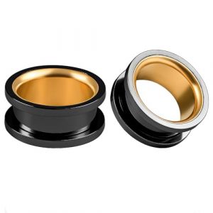 Vankula Ecarteur Oreilles 1 Paire Double &Eacute;vas&eacute; Plug Tunnel Vis en Acier Inoxydable Piercing Bijoux pour Femmes Hommes 19mm(3/4") Noir (Vankula, neuf)