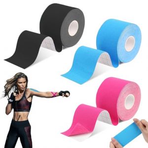 WAYBWZDQ 3 Rouleaux Tape Kinesiologie, Bande Kinesiologie Tape, Bande Kinesiologie, Taping Kiné, Bande De Kinésiologie De Sport pour Les Muscles, Taping, Strapping Résistante Tape, pour Le Sport (WAYBWZDQ, neuf)