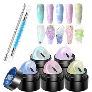 Gel de sculpture 3D pour ongles - 5 couleurs - P&acirc;te de manucure fixe non adh&eacute;sive - Avec stylo &agrave; sculpter pour fa&ccedil;onner, modeler, d&eacute;corer, d&eacute;corer (kexcudg, neuf)
