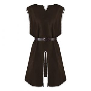 Gefomuofe Gilet médiéval pour homme, lilas, costume médiéval, Halloween, tunique, chemise à lacets, sans manches, manteau, costume victorien, lilas, veste de cosplay, H marron., L (SDFKLJV, neuf)
