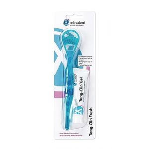 miradent Tong-Clin Fresh Set | Gratte-langue double action + gel 15 ml | Nettoyage doux de la langue & haleine fra&icirc;che | Sans alcool (Hager & Werken, neuf)