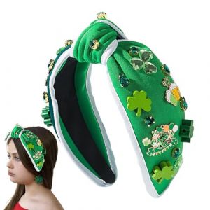 Bandeau de cheveux pour femme pour la Saint-Patrick, bande de tr&egrave;fle, bandeau pour cheveux pour la Saint-Patrick - Bandeau pour cheveux nou&eacute; tr&egrave;fle vert, ce (Sunnyushine, neuf)