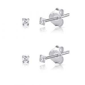 Boucle d'oreille - Boucles d'oreilles Homme - Boucle d'oreille Argent - Piercing Oreille Helix - Boucle d'oreille Fille - Clou Zirconium - Clou doreille Femme - Bijoux en Argent Femme - Mini 2-2 mm (DTPSilver, neuf)