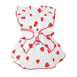 Robe Harnais pour Chat, Harnais habill&eacute; pour Petits Chiens - Robes Mignonnes de Chien Femelle Florale,Robe Respirante &agrave; n&oelig;ud Papillon avec Boucle &agrave; Cordon pour Petit Chien, Chat, Fille, Chiot (chenzhiyon, neuf)