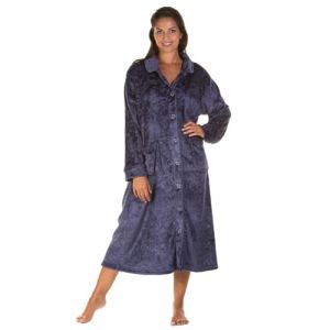 Slumber Hut Robe de chambre boutonn&eacute;e textur&eacute;e Tailles 38 &agrave; 52, bleu marine, 42-44 (Undercover Hosiery & Lingerie, neuf)