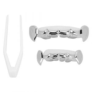 Generic Ensemble de Fausses Dents Hip Hop, Attelle de Dents en Cuivre Qui Ne Se D&eacute;colore Pas pour le Festival D'halloween, D&eacute;coration de R&eacute;utilisable pour les D&eacute;fil&eacute;s de Mode Hip Hop (SILVER) (Shanbora, neuf)