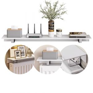 Etagere Radiateur &agrave; Poser Sans Percer,Support Tablette Radiateur,&Eacute;tag&egrave;re sur radiateur,Tablette pour Radiateur,Cache Radiateur Flottantes en Aluminium,pour Le Rangement et la D&eacute;coration,Blanc(80cm) (fanfansho, neuf)