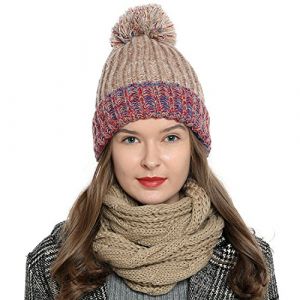 DonDon Écharpe femme hiver Écharpe tube snood Écharpe en laine Tour de Cou Cache cou - Marron clair (urban-styles, neuf)
