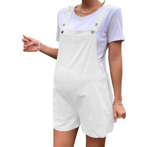 Geagodelia Salopette Short de Grossesse Femme, Vêtement Shorts de Maternité Eté (FR/ES, Alpha/lettres, L, Taille normale, Taille normale, Blanc) (xiqingluo, neuf)