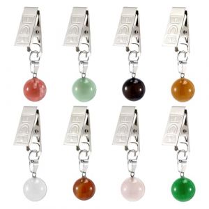 PH PandaHall 8 Couleurs Poids de Nappe en Onyx Noir Tr&egrave;s R&eacute;sistants en Forme de Boule en Marbre pour Rideaux Nappes Pendentifs en Pierre avec Clips pour Tables de Pique Nique et Rideaux D'Ext&eacute;rieur (Yizhou EU, neuf)