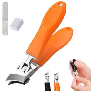 Wide Jaw Opening Anti-Splash Slanted Nail Clipper, Slanted Nail Clippers, No Splash Nail Trimmer for Men Women, Long Handle Curved Toenail Clippers Angled Nail Clippers for All Thick Nails (Orange) (hotloog, neuf)