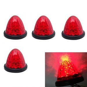 VIGORFLYRUN PARTS LTD Feux de Gabarit Latéraux, Feux De Côté 16 LED 3" Rond Feux De Dégagement pour 12V 24V Universel Cab Toit Camion Semi Remorque Lorry Caravan Bus - 4Pcs Rouge (VIGORFLYRUN PARTS LTD, neuf)