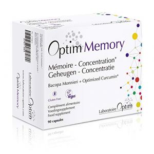 Bacopa Monnieri Gélules Brahmi - Curcuma curcumine Longvida - 90 Gélules | Concentration Memoire Adulte, adolescent, étudiant - Complément Alimentaire | Optim Memory (Laboratoire Optim, neuf)