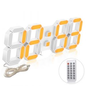 Deeyaple Réveil Digitale LED 3D Grand Horloge Murale Télécommande 38.1CM 12/24 Heure Temperature Date Affichage Temps Cycle Six Couleurs Mémoire Fonction Snooze Veilleuse Luminosité Regolabile (Superjack, neuf)
