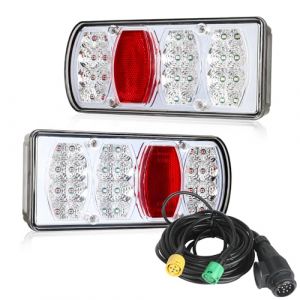 Qiping Feux Remorque,Prise Remorque 13 broches,12V/24V avec 6 Fonctions/ 5m Câbles/Homologué E pour Voitures Camions Caravanes Camionnettes (Qiping EU, neuf)