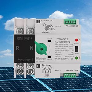 Commutateur de transfert automatique à double puissance alimentation sans interruption 2P 63A 100A 125A commutateur automatique photovoltaïque ATS PV onduleur solaire interrupteur à bascule UPS (63A) (Taxnele Electric, neuf)