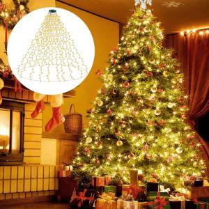 Guirlande Lumineuse Sapin de Noel, 2M*16 Branche Decoration, 400LED Guirlande Lumineuse 8 Modes, IP44 &Eacute;tanche Rideau Lumineux Sapin de Noel pour Sapin 150-240cm, Int&eacute;rieur et Ext&eacute;rieur, Blanc Chaud (MMCC068, neuf)
