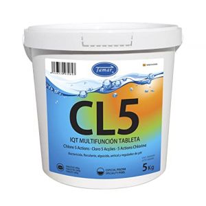 Tamar Chlore 5 Actions, Comprimés multifonctions de 200 grs,comprimés à dissolution lente,entretien de l'eau de piscine,effet désinfectant,clarifiant,algicide,régulateur de pH et anti-calcaire 5 Kilos (Latiendadeelectricidad_, neuf)