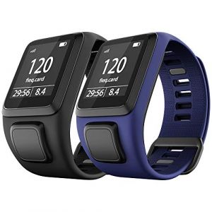 NotoCtiy Bracelet Tomtom Adventurer Montre,Bracelet De Rechange en Silicone pour Tomtom Runner 2 / Runner 3 / Spark 3 / Aventurier/Golfeur 2 Sports GPS Running (Noir et bleu foncé) (NotocityEU, neuf)