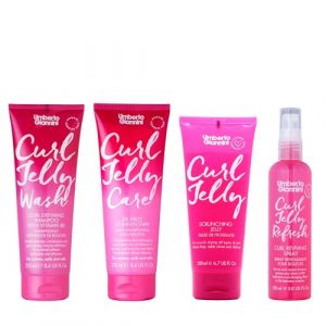 Umberto Giannini Curl Jelly Kit &ndash; Curl Scrunching Jelly, Shampooing Curl Wash Apr&egrave;s-shampooing et Curl Jelly Spritz &ndash; Spray coiffant rafra&icirc;chissant pour boucles (Umberto Giannini, neuf)