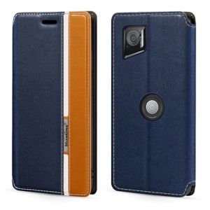 Coque &agrave; Rabat en Cuir PU Bicolore avec Fermeture Magn&eacute;tique Invisible Compatible avec Crosscall Stellar-M6, &Eacute;tui &Eacute;l&eacute;gant et Protecteur (Bleu) (Shantime, neuf)