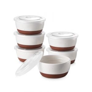 DOWAN Ramequins Lot, 6 X 180 ml Ramequins et Moules à Soufflés en Porcelaine, Ramequin Dessert pour Muffin, Ramequin Four à Pâtisserie, Glace, Sauce, Fruit, Collation, Ø 10cm-Glacis avec Moucheturess (MUYI KITCHEN, neuf)