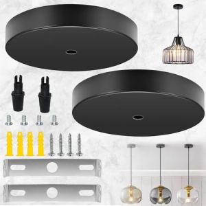 NA SUpoetry 2 Pièces Auvent de Plafond, Rosace Plafond Cache Fil, Rosace Plafond en Métal Noir, Lampe à Baldaquin pour Salon, Couloir, Lustre de Cuisine (80 x 25 mm) (SUpoetry, neuf)