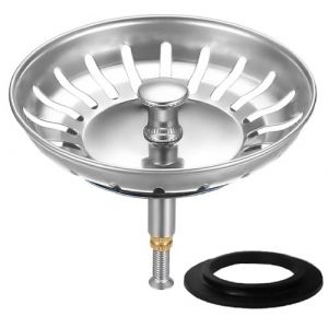 HUAERSICO Bouchon evier Cuisine 79 mm,Filtre evier et bonde evier Cuisine,Bouchon d'&eacute;vier pour Filtration des r&eacute;sidus et l'&eacute;coulement Rapide,Crepine evier Cuisine avec Bouchon Panier Pop-Up,2 Joints (HUAERSI, neuf)