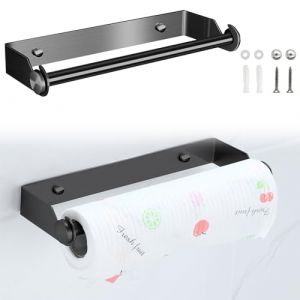 Derouleur Essuie Tout, Devidoir Porte Essuie Tout Mural, Porte Sopalin Mural Acier Inoxydable Porte Rouleau Papier Support Essuie Tout Supports pour Papier pour Cuisine Salle De Bain (28cm Noir) (Astronomy Sp. z o.o., neuf)