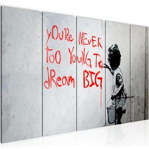 Runa Art Tableau mural XXL Dream Big 200 x 80 cm noir et blanc 5 Parties Street Art - 040655b (Runa Art GmbH, neuf)