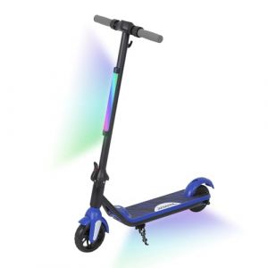 KHHK Trottinette &Eacute;lectrique pour Enfants 6-12 Ans, Trottinette Pliante 6&rsquo;&rsquo;, Vitesse Max 12 km/h, Lumi&egrave;res LED Color&eacute;es & Affichage, Autonomie 5-8 km, Trottinette avec Frein &Eacute;lectronique (Bleu) (zhouxuelinUK, neuf)
