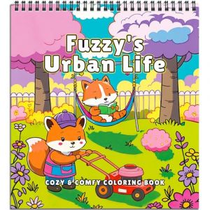 La Vie Urbaine de Fuzzy : Livre de Coloriage Cozy & D&eacute;tente pour Adultes avec Adorables Animaux en Ville, Livre Simple pour Ados Anti-Stress & Pleine Conscience, Cadeau pour Femmes, Reliure Spirale (FUNLAVIE DIRECT, neuf)