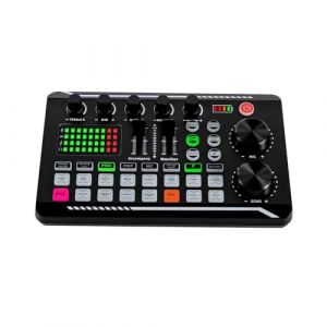 F998 Carte son en direct avec effets de mixage DJ et changeur de voix Bluetooth st&eacute;r&eacute;o Mixer audio Console de mixage audio streaming pour karaok&eacute; Tiktok YouTube Live (Jornus, neuf)