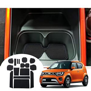 GAFAT Suzuki Ignis 2017-2024 2025 Tapis Antidérapants pour Console Centrale, Ignis 2025 Tapis en Caoutchouc Porte-Gobelet, Boîte de Rangement, Tapis de Porte, Accessoires Suzuki Ignis (Noir) (GAFAT(EU), neuf)