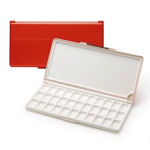 MEEDEN Palette Humide avec Couvercle: Palette Aquarelle Vide de Voyage avec Zones de Mélange - Palette Peinture Portable avec 33 Trous pour Aquarelle Gouache Acrylique, 32 x 16.5 cm Rouge (MEEDEN ART FR, neuf)