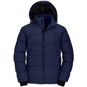 Wantdo Homme Manteau d'hiver D&eacute;contract&eacute; en Molleton Veste d'Ext&eacute;rieur Classique en Coton Manteau &agrave; Capuche Fausse Fourrure Parka Coupe-Vent Bleu XL (C'est&nbsp;la&nbsp;vie, neuf)
