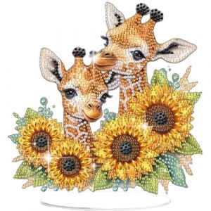Lxmsja 5D Girafe Diamond Painting Ornement de Table, Kit Diamond Painting Girafe Adulte Enfant, Diamant Painting D&eacute;coration de Table, DIY Gem Ornements Diamant Desktop D&eacute;coration Cadeaux (SENQAO EU, neuf)