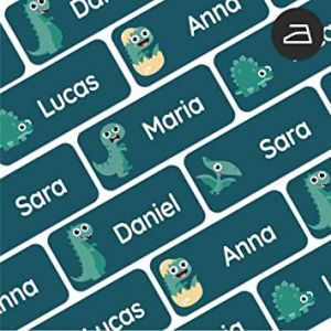 My Nametags&reg; 56 &Eacute;tiquettes Thermocollantes Personnalis&eacute;es | &Eacute;tiquettes V&ecirc;tement Enfant &agrave; Repasser Imperm&eacute;ables et Lavables en Machine | Pour l'&Eacute;cole, la Cr&egrave;che ou la Maison de Retraite | Dinosaures I (My Nametags, neuf)