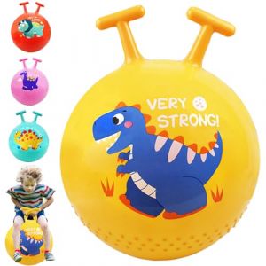 AUNGKWANG Ballon Sauteur pour Enfants, Balle Rebondissante avec T Poignée, Jouet Sauteur Gonflable, Capacité Charge 85 kg, Convient 2 Ans et Plus Jouet d'intérieur et Extérieur (Thriving day by day, neuf)